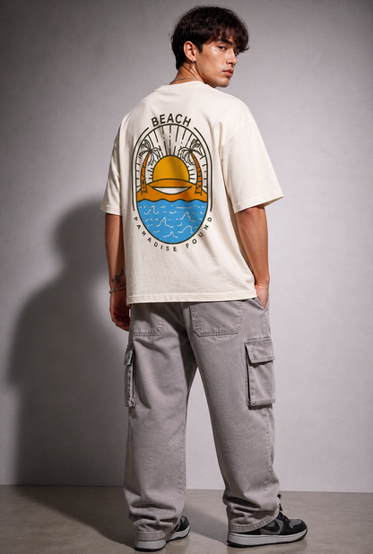 Cool Bee Paradise Tee White for Men - White Oversized Graphic Tee Streetwear India - Lifestyle View