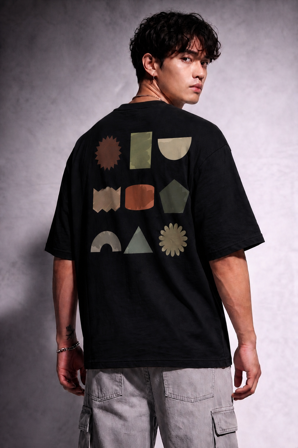 Cool Bee Shape Study Tee Black for Men - Black Oversized Graphic Tee Streetwear India