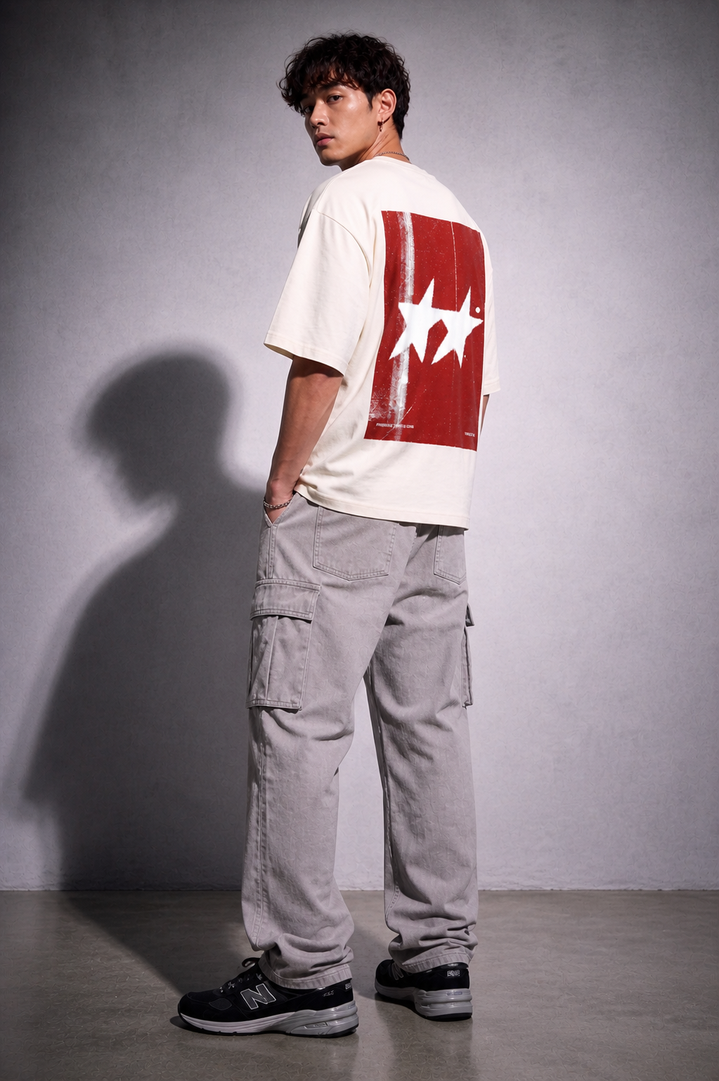Cool Bee Grit Star Tee White for Men - White Oversized Graphic Tee Streetwear India - Detail View