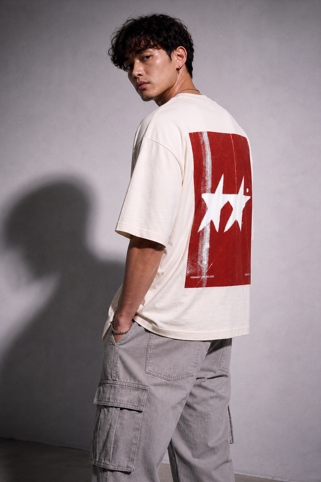 Cool Bee Grit Star Tee White for Men - White Oversized Graphic Tee Streetwear India