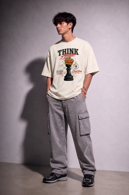 Cool Bee Checkmate Tee White for Men - White Oversized Graphic Tee Streetwear India - Lifestyle View