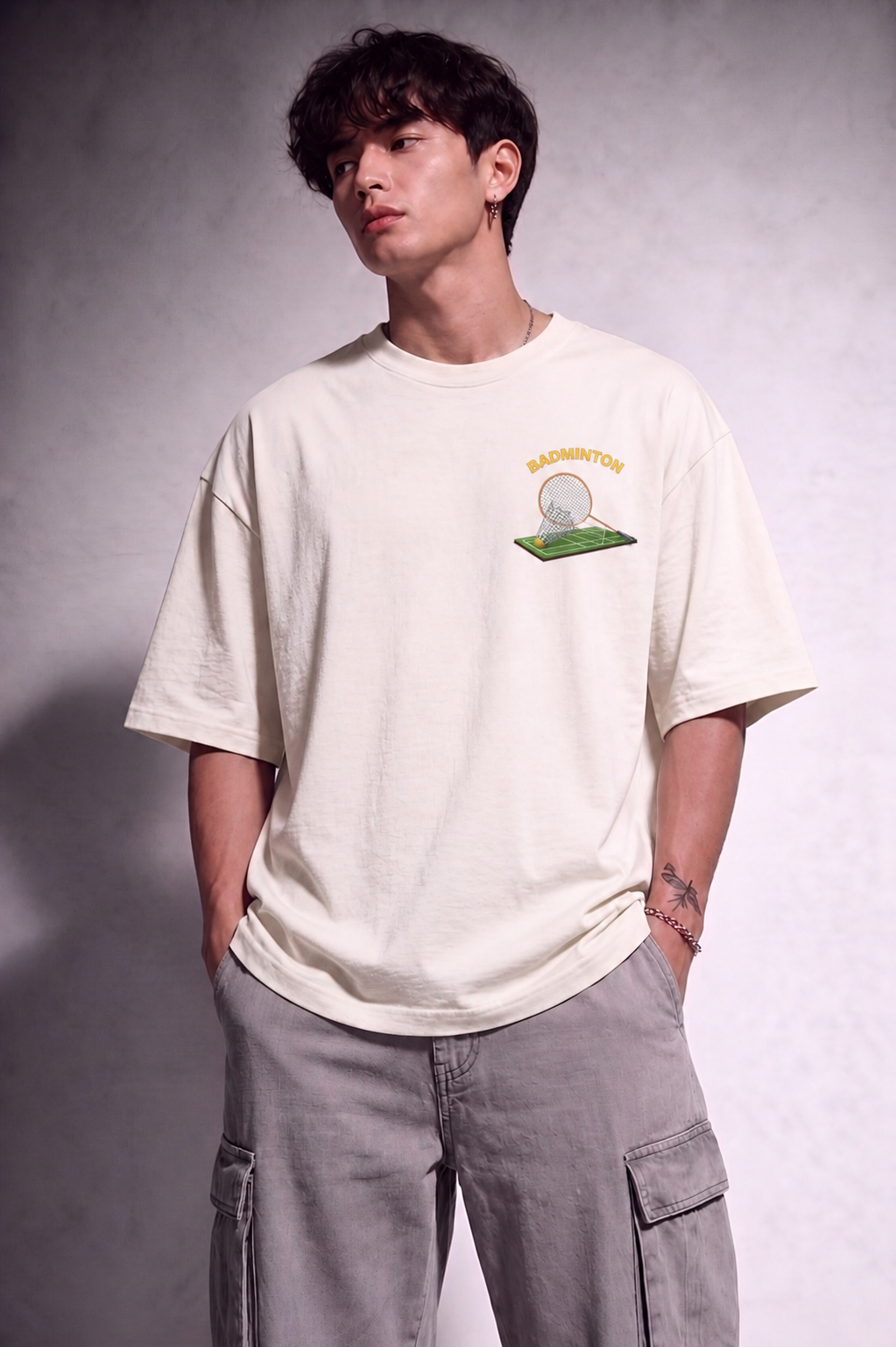 Cool Bee Court Ace Tee White for Men - White Oversized Graphic Tee Streetwear India