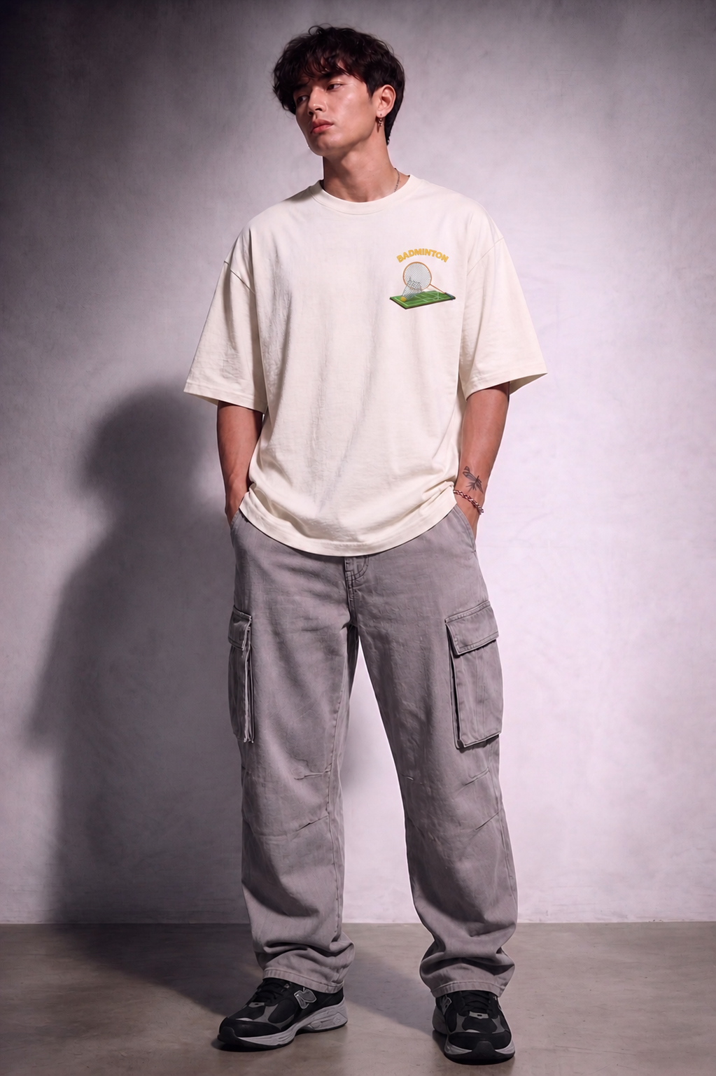 Cool Bee Court ace Tee White for Men - White Oversized Graphic Tee Streetwear India - Lifestyle View