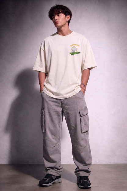 Cool Bee Court ace Tee White for Men - White Oversized Graphic Tee Streetwear India - Lifestyle View
