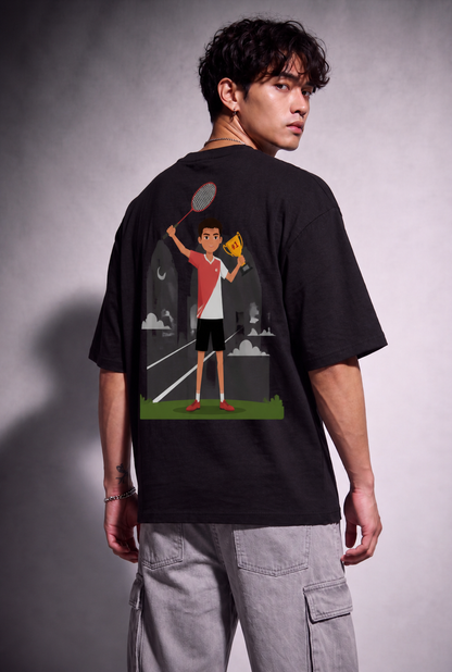 Cool Bee The Winner Tee Black for Men - Black Oversized Graphic Tee Streetwear India - Back View