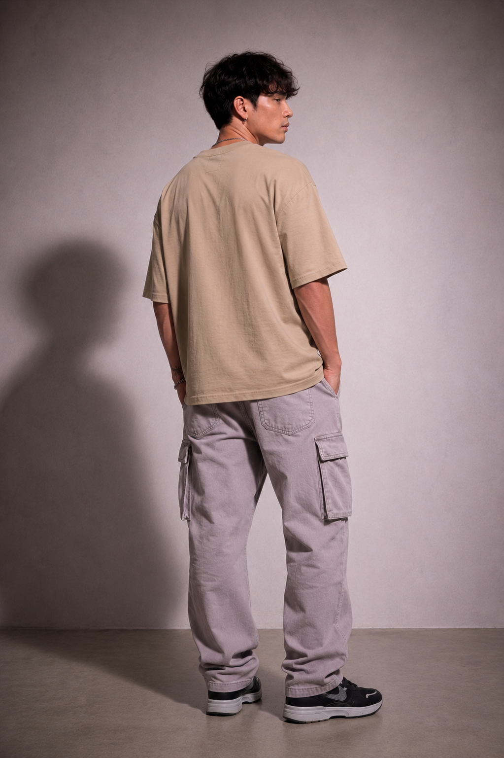 Cool Bee Slow Down Tee Beige for Men - Beige Oversized Graphic Tee Streetwear India - Detail View