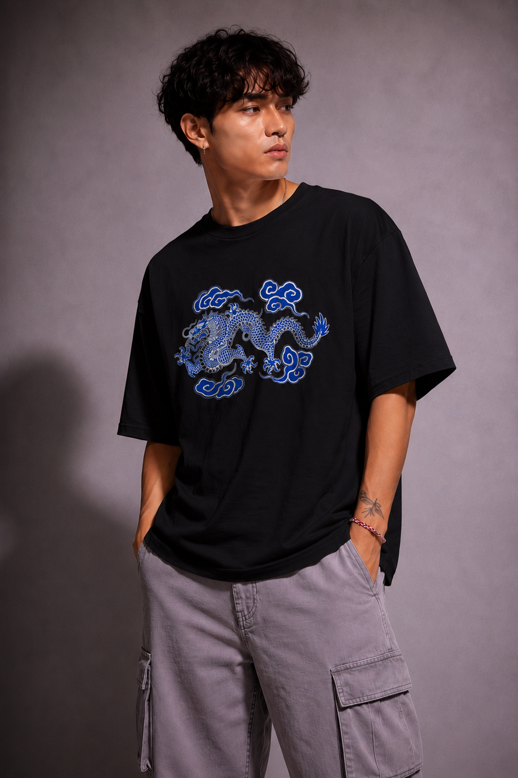 Cool Bee Cerulean Drake Tee Black for Men - Black Oversized Graphic Tee Streetwear India