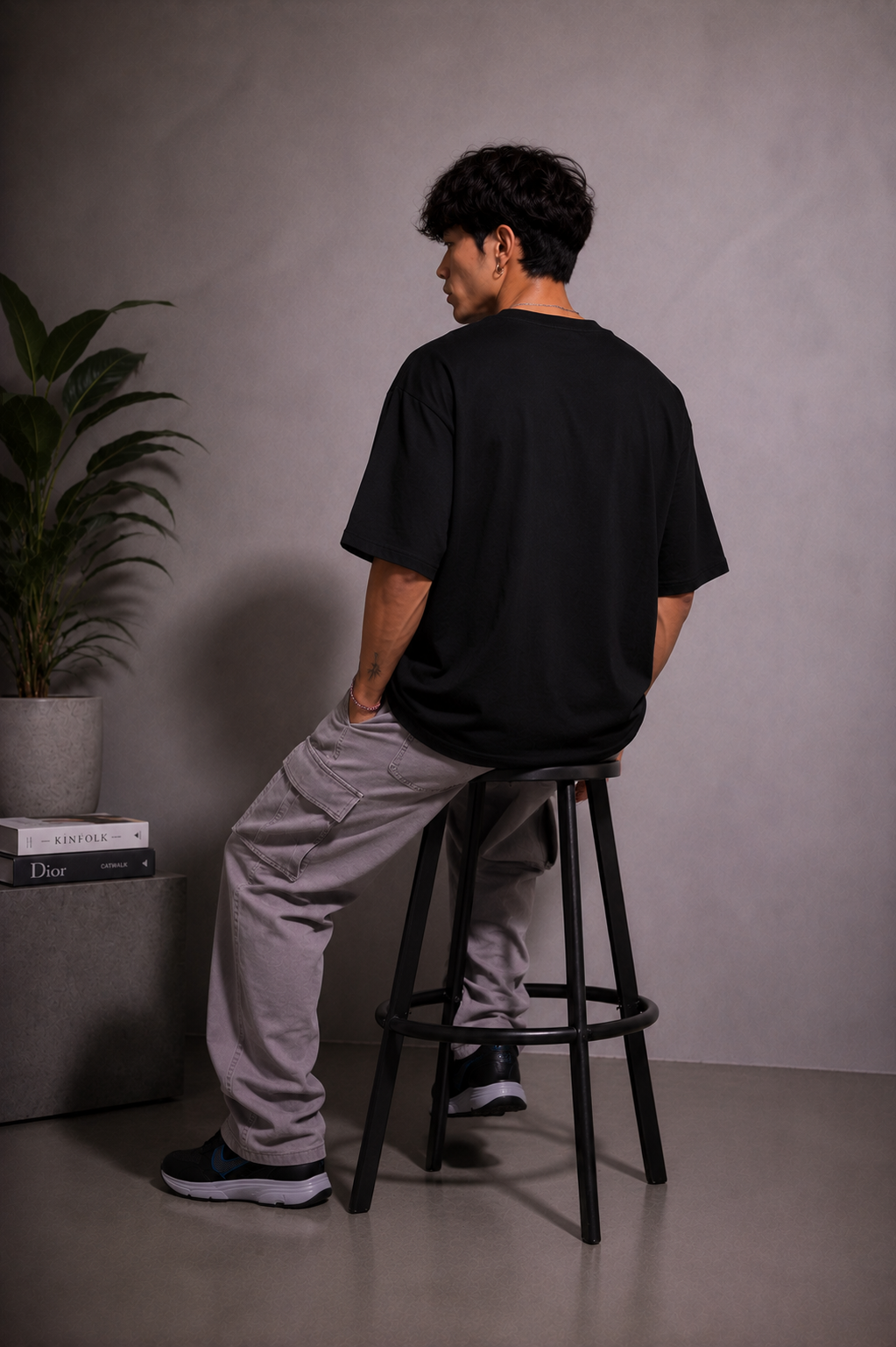 Cool Bee Stop The War Tee Black for Men - Black Oversized Graphic Tee Streetwear India - Lifestyle View