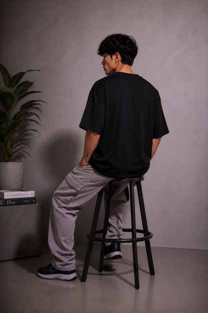 Cool Bee Stop The War Tee Black for Men - Black Oversized Graphic Tee Streetwear India - Lifestyle View