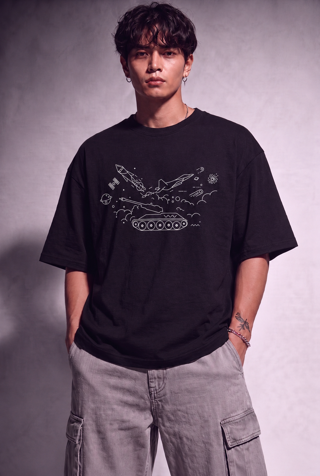 Cool Bee Stop The War Tee Black for Men - Black Oversized Graphic Tee Streetwear India