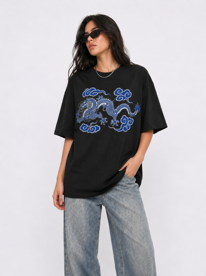 Cool Bee Cerulean Drake Tee Black for Women - Black Oversized Graphic Tee Streetwear India