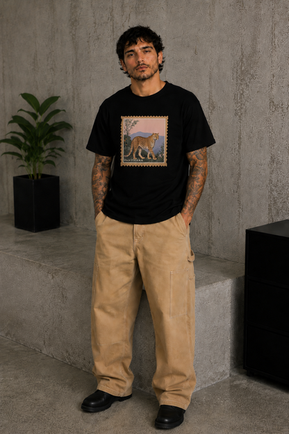 Leopard Post Tee Black