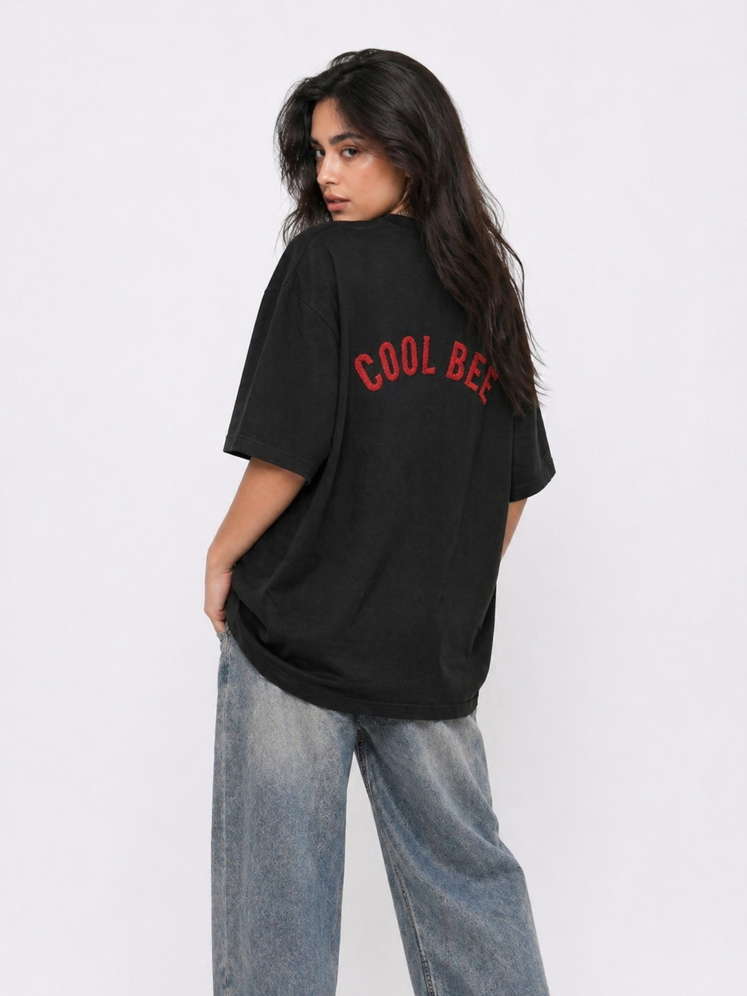 Cool Bee Tee Black for Women - Black Oversized Graphic Tee Streetwear India