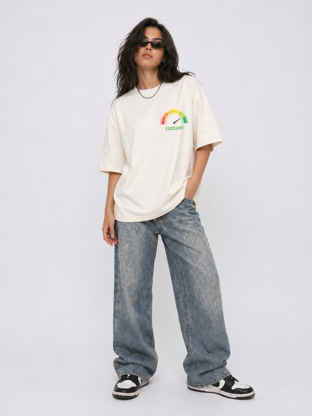 Cool Bee Apex Drive Graphic Tee White for Women - White Oversized Graphic Tee Streetwear India - Lifestyle View