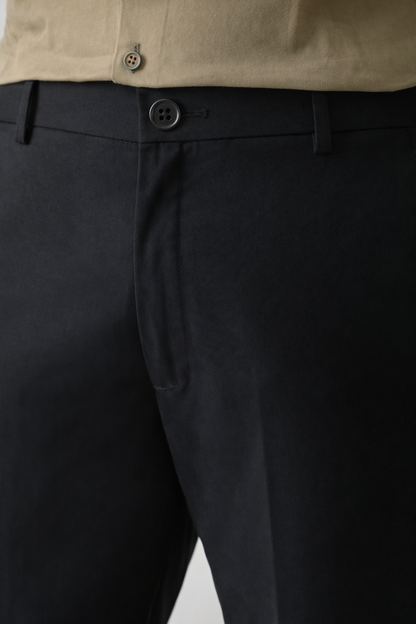 BLACK Solid Formal Trouser - Premium poly viscose | Comfortable Mens Pants