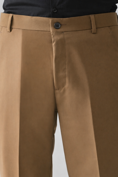 BROWN Solid Formal Trouser - Premium poly viscose | Comfortable Mens Pants