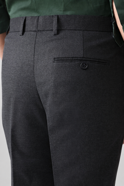 CHARCOAL GREY Solid Formal Trouser - Premium poly viscose | Comfortable Mens Pants