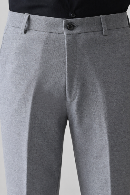 GREY Solid Formal Trouser - Premium poly viscose | Comfortable Mens Pants