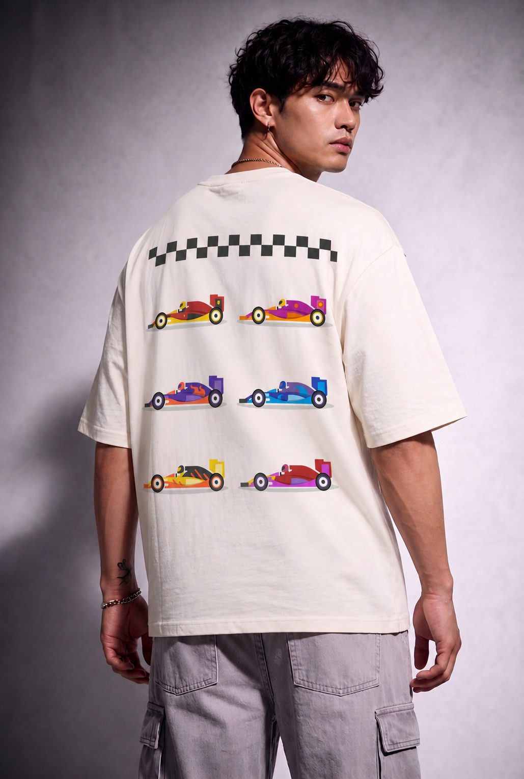 Cool Bee Formula Box Tee White for Men - White Oversized Graphic Tee Streetwear India - Lifestyle View