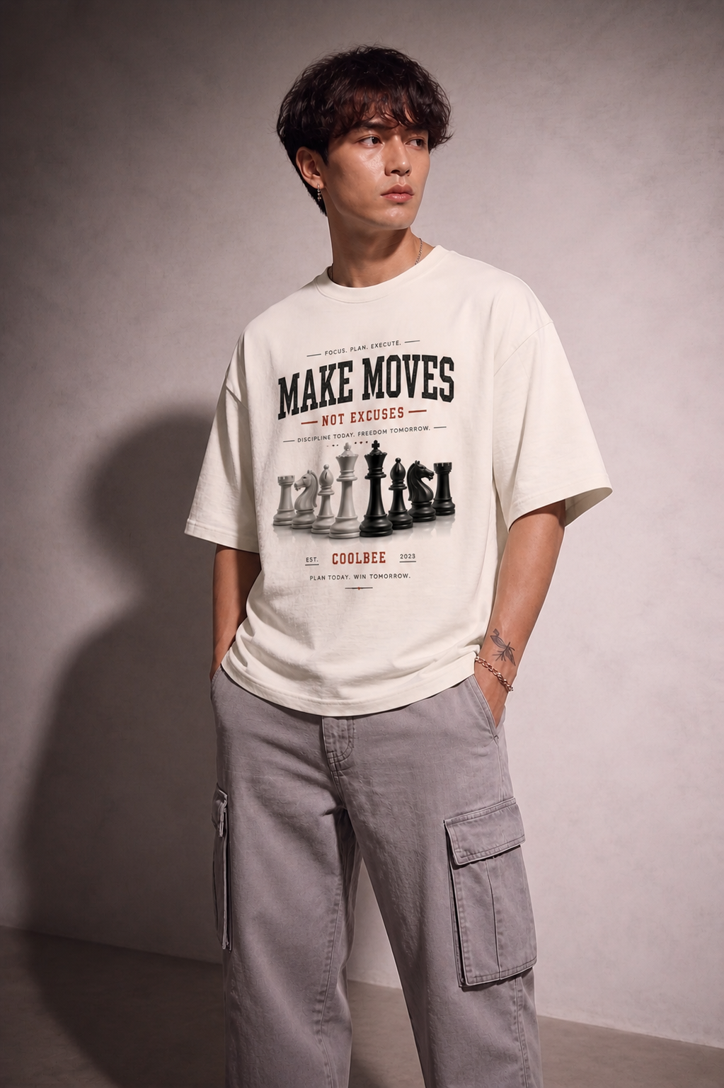 Cool Bee Theory Tee White for Men - White Oversized Graphic Tee Streetwear India