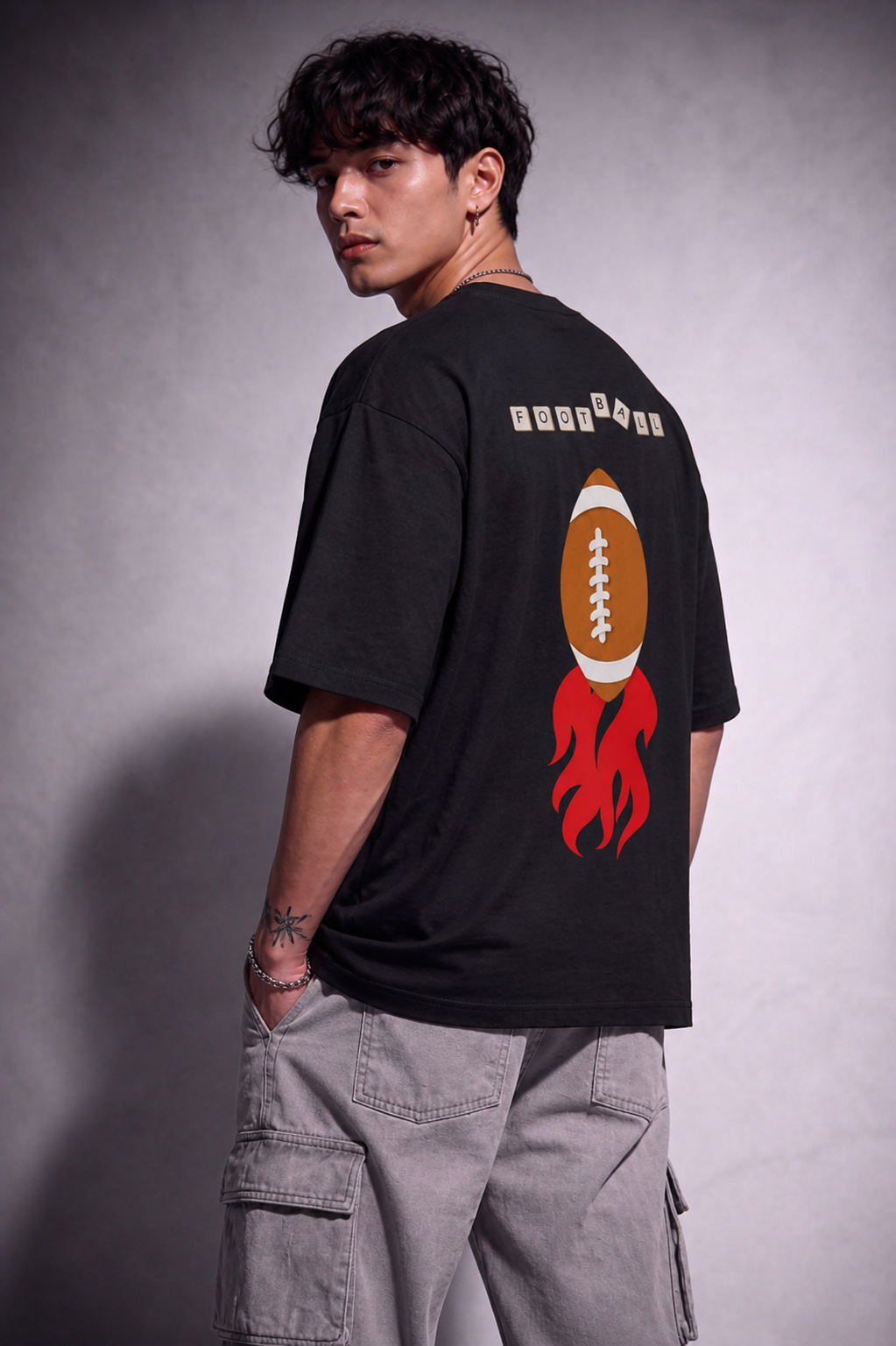 Cool Bee Corner Kick Tee Black for Men - Black Oversized Graphic Tee Streetwear India