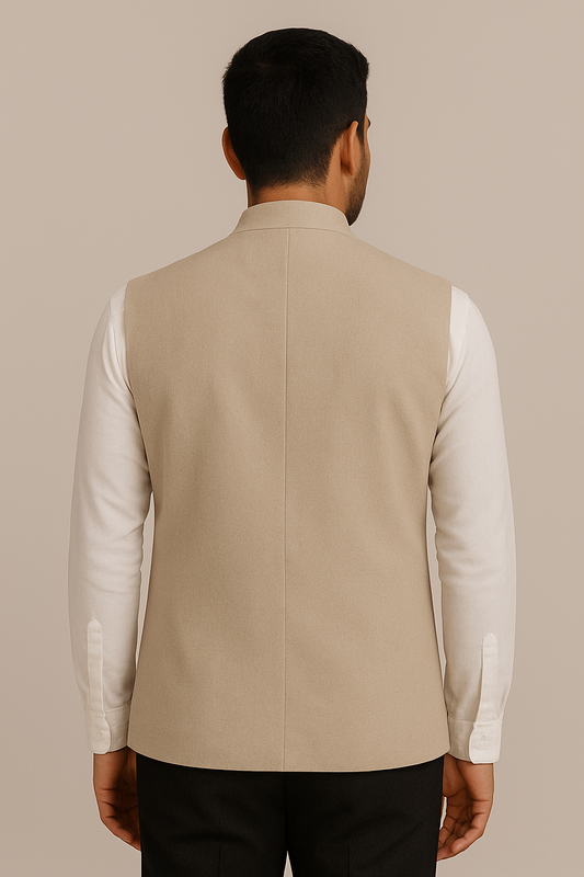 Classic Beige Nehru Jacket – Premium Cotton Blend