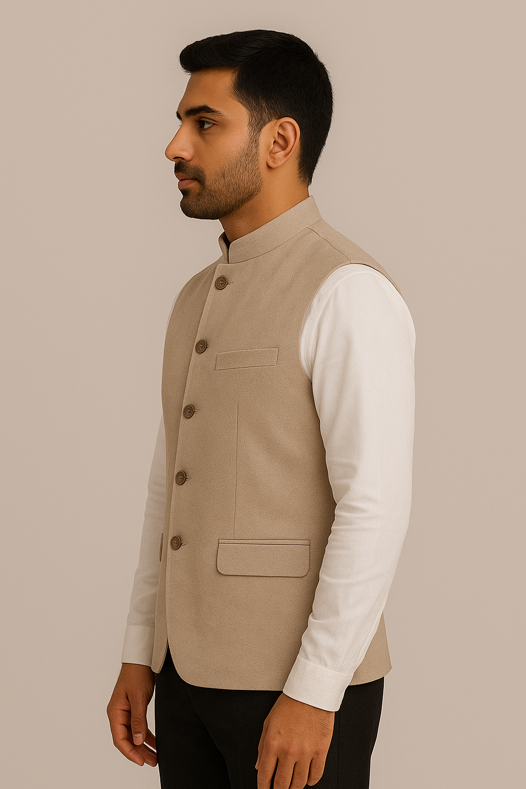 Classic Beige Nehru Jacket – Premium Cotton Blend