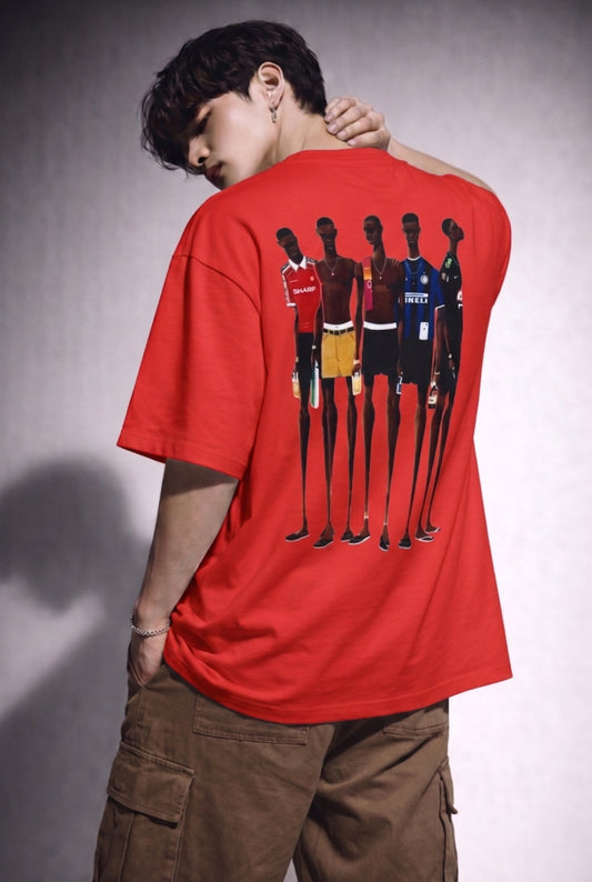 Cool Bee Matchday Abstract Tee Red for Men - Red Oversized Graphic Tee Streetwear India - Back View