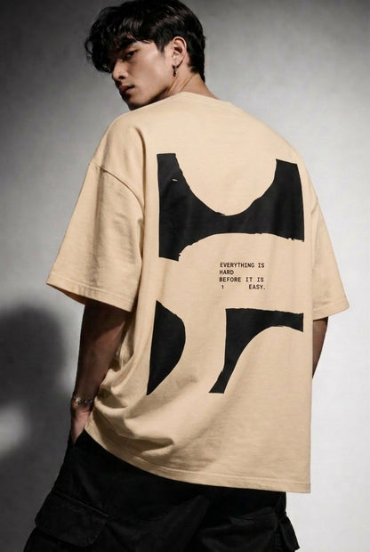 Cool Bee Perspective Graphic Tee Beige for Men - Beige Oversized Graphic Tee Streetwear India - Lifestyle View