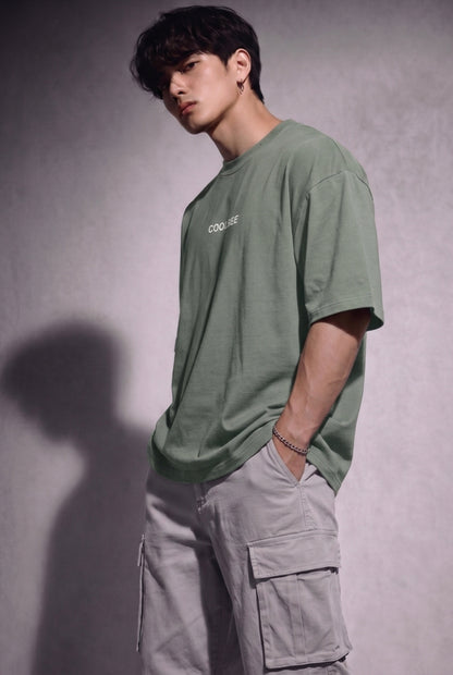 Cool Bee Cubist Bloom Oversize Tee Green for Men - Green Oversized Graphic Tee Streetwear India - Lifestyle View