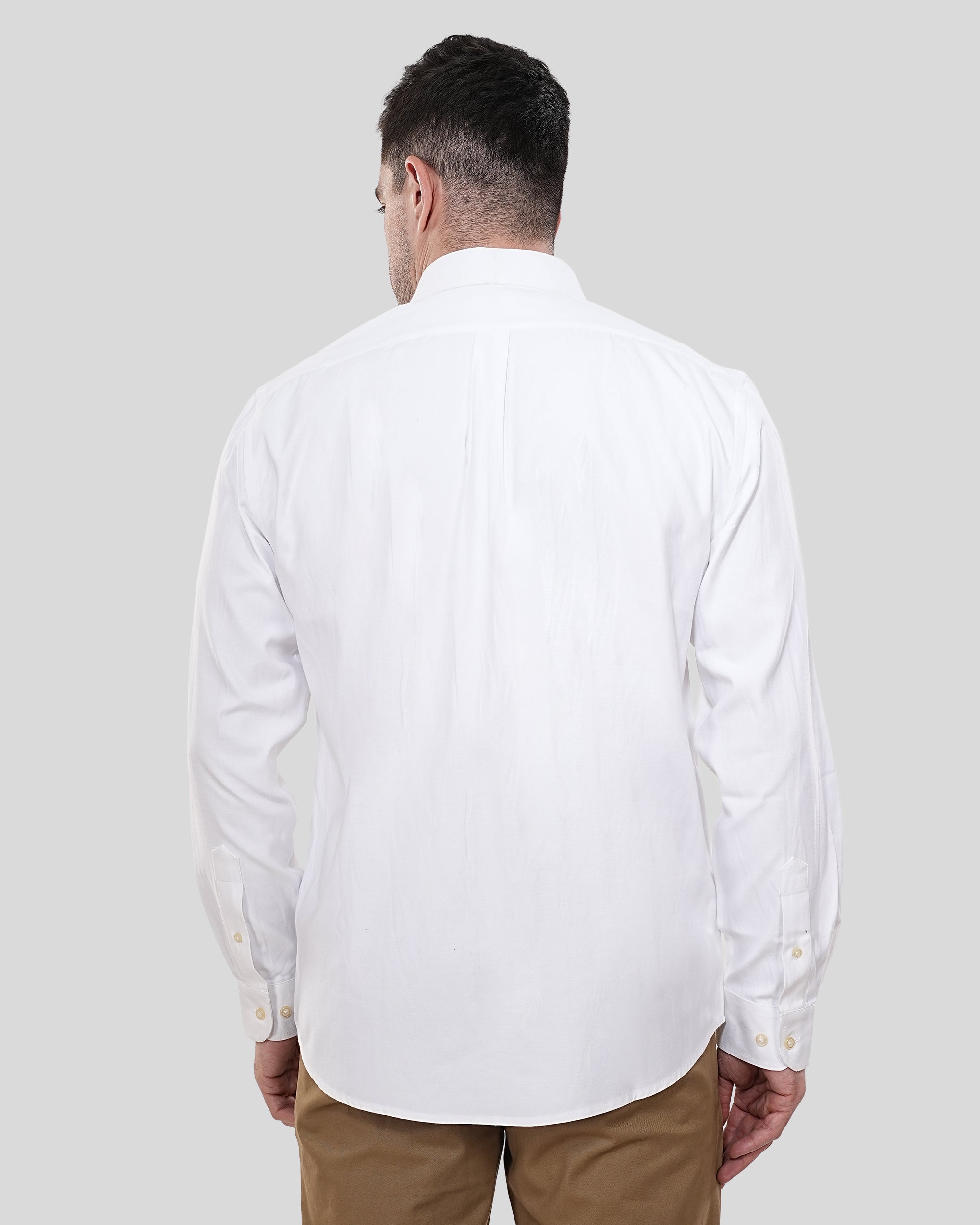 Cool Bee Essential White Luxury Oxford for Men - White Premium Cotton Shirt India - Detail View