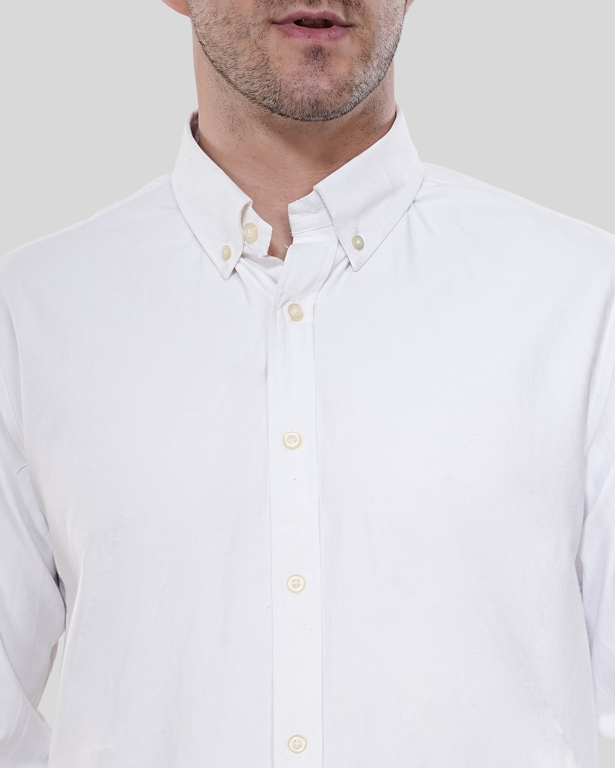 Cool Bee Essential White Luxury Oxford for Men - White Premium Cotton Shirt India - Back View