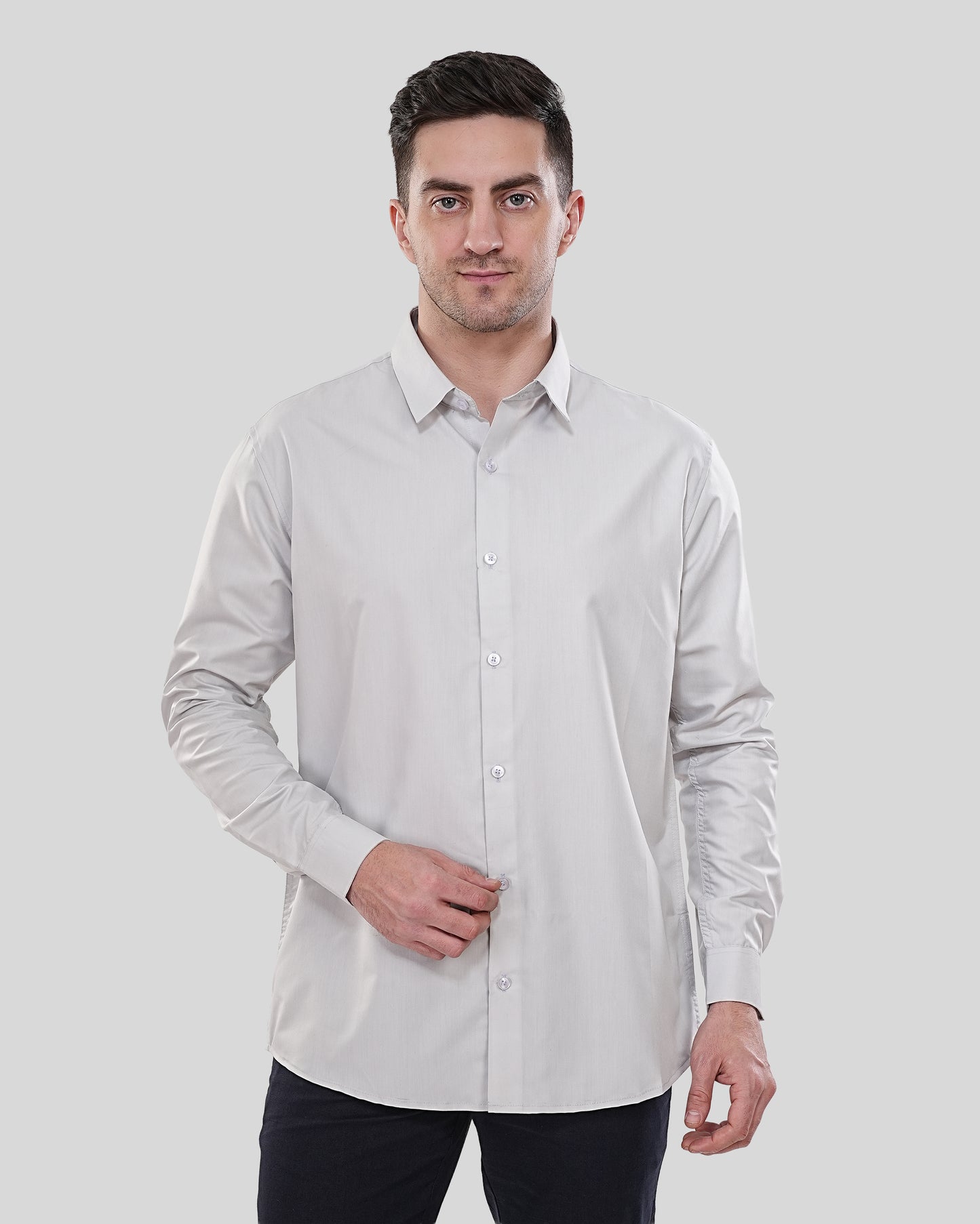 The Executive Silver-Grey Form-Fit Shirt