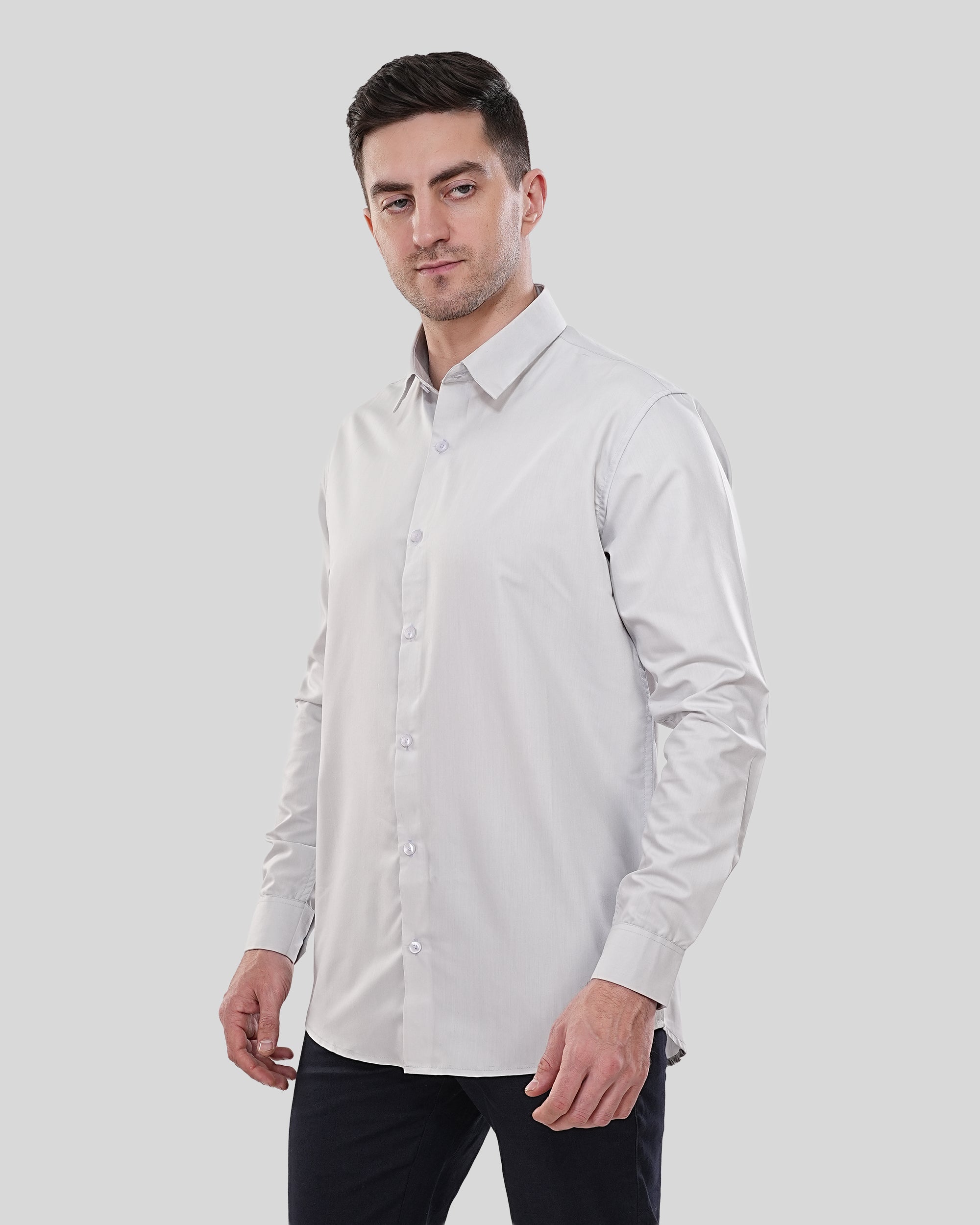 Cool Bee The Executive Silver-Grey Form-Fit Shirt for Men - Silver Graphic Tee India - Lifestyle View