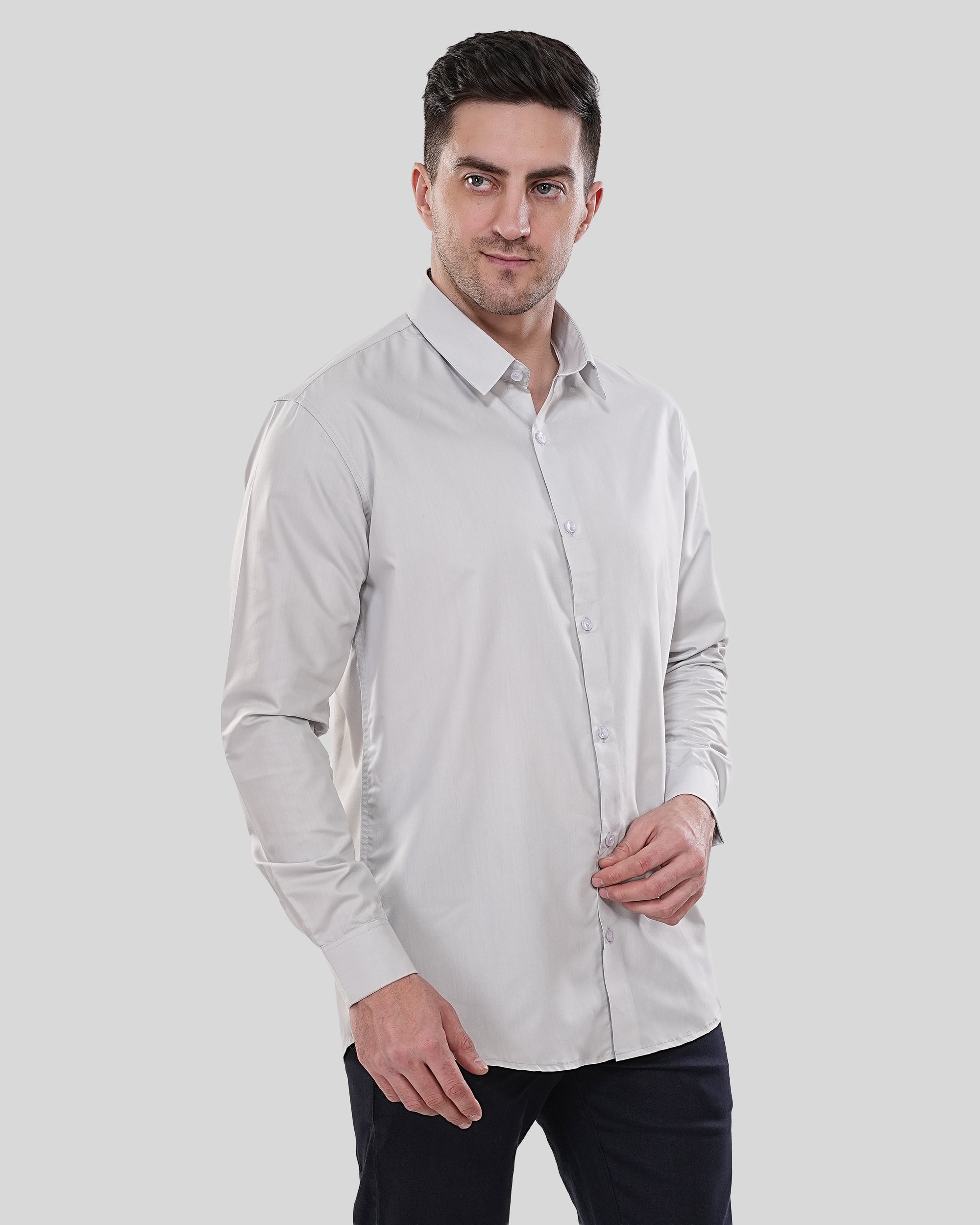 Cool Bee The Executive Silver-Grey Form-Fit Shirt for Men - Silver Graphic Tee India - Lifestyle View