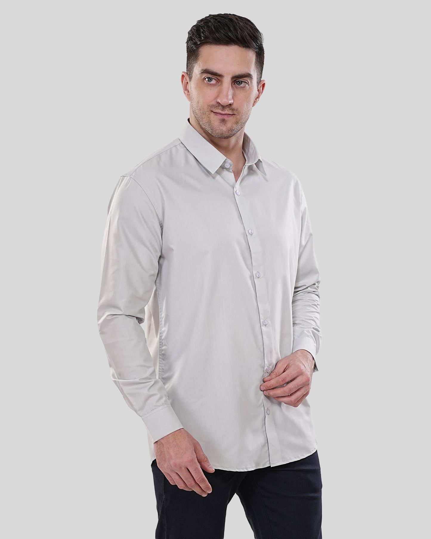 The Executive Silver-Grey Form-Fit Shirt