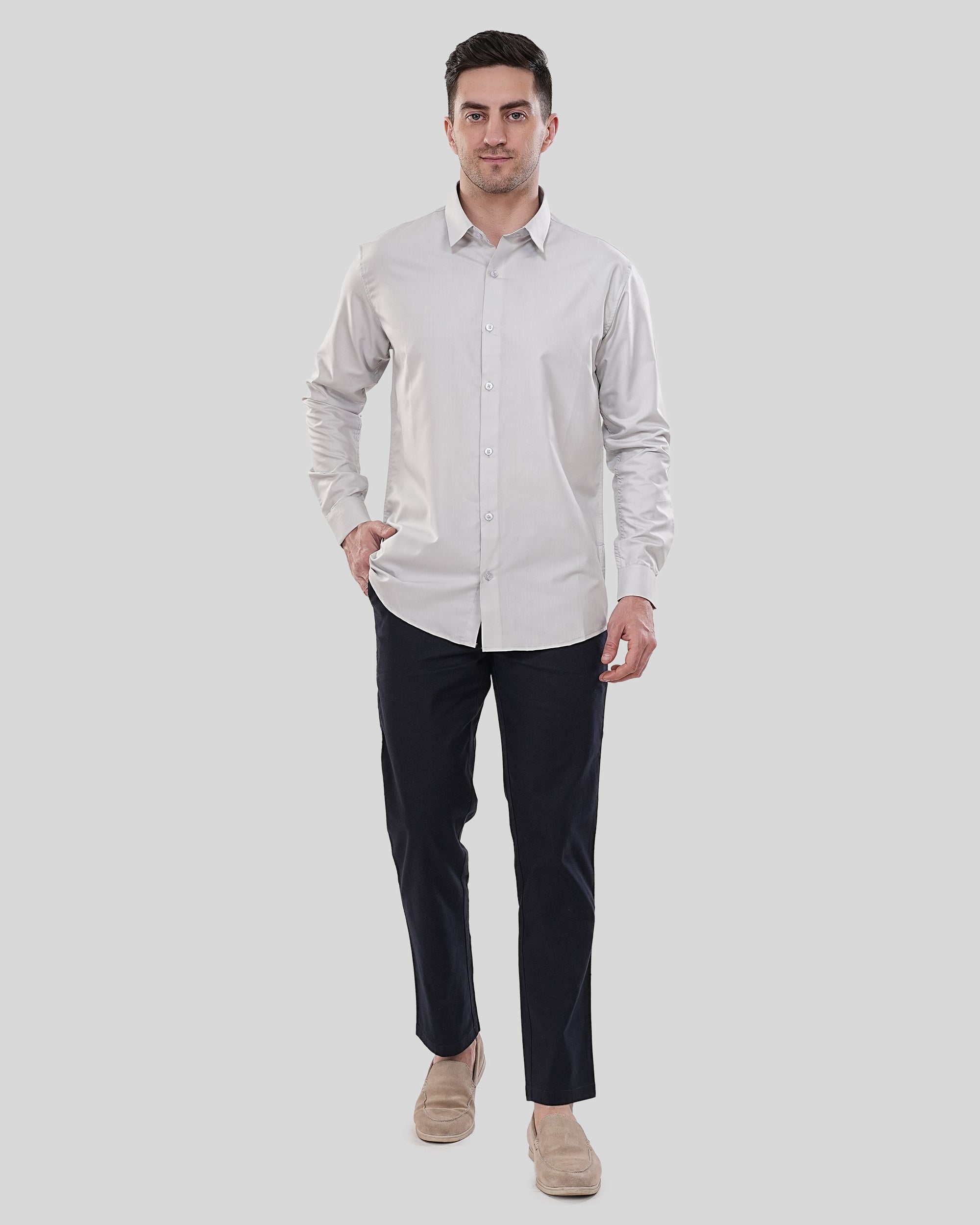 Cool Bee The Executive Silver-Grey Form-Fit Shirt for Men - Silver Graphic Tee India - Lifestyle View