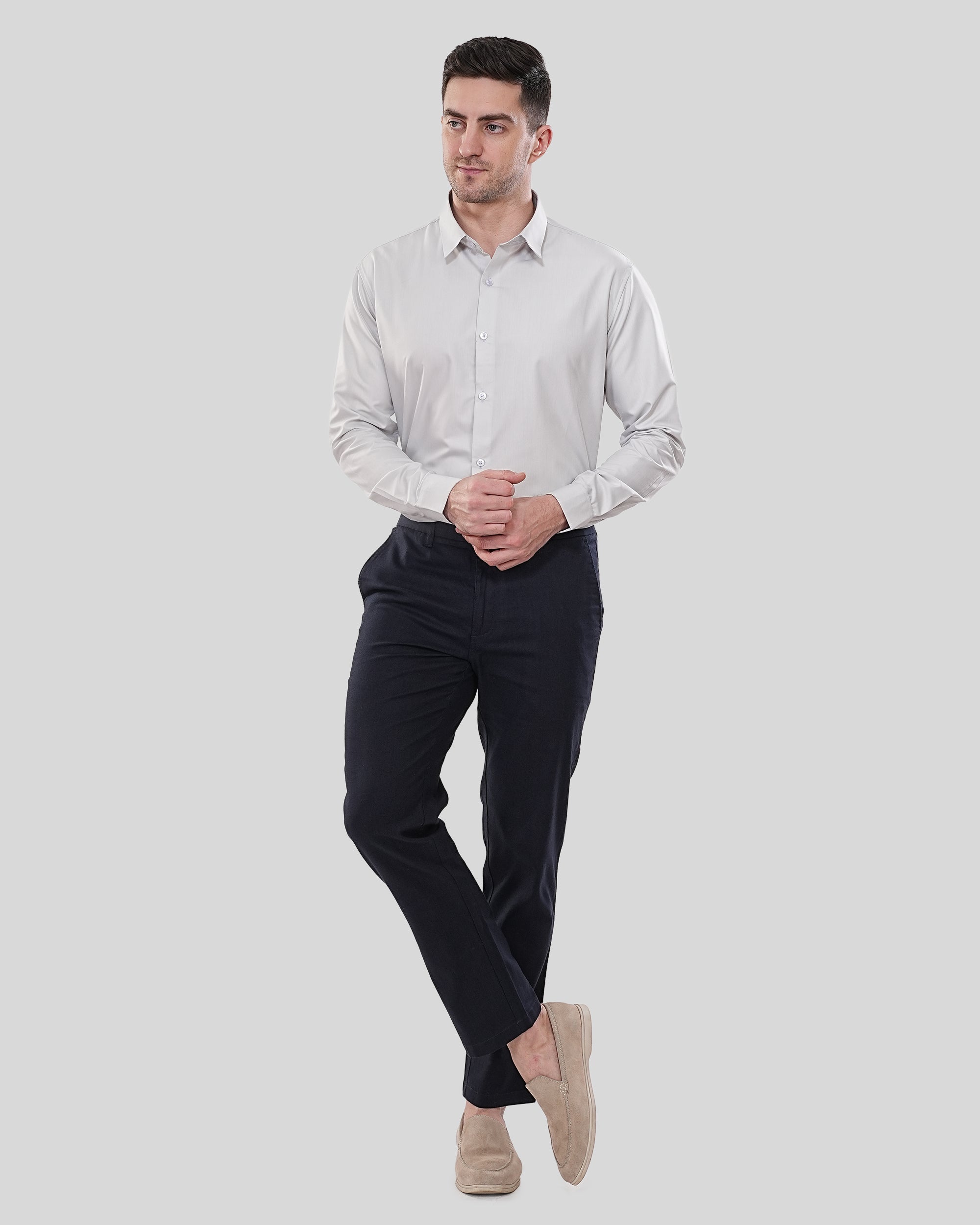 Cool Bee The Executive Silver-Grey Form-Fit Shirt for Men - Silver Graphic Tee India - Lifestyle View