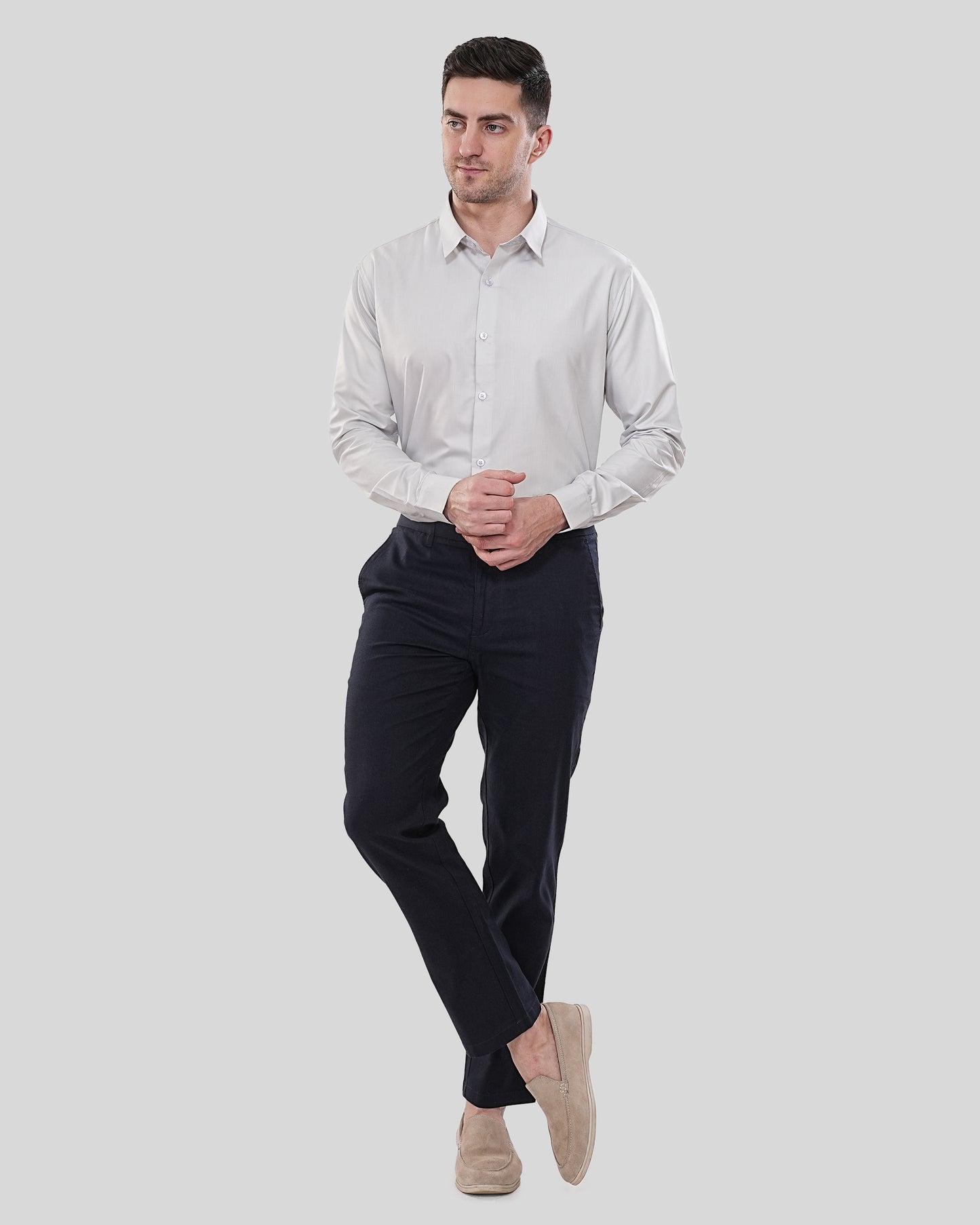The Executive Silver-Grey Form-Fit Shirt
