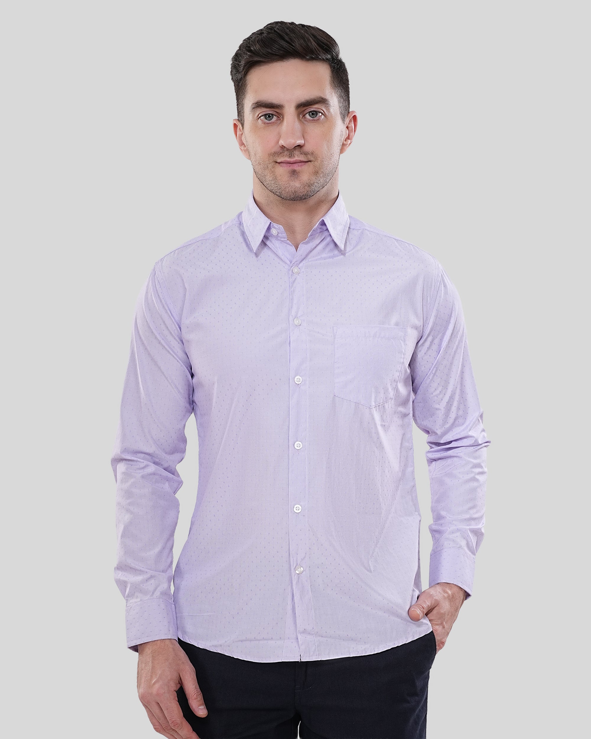 Cool Bee Lavender Micro-Dot Formal Shirt for Men - White Premium Cotton Shirt India