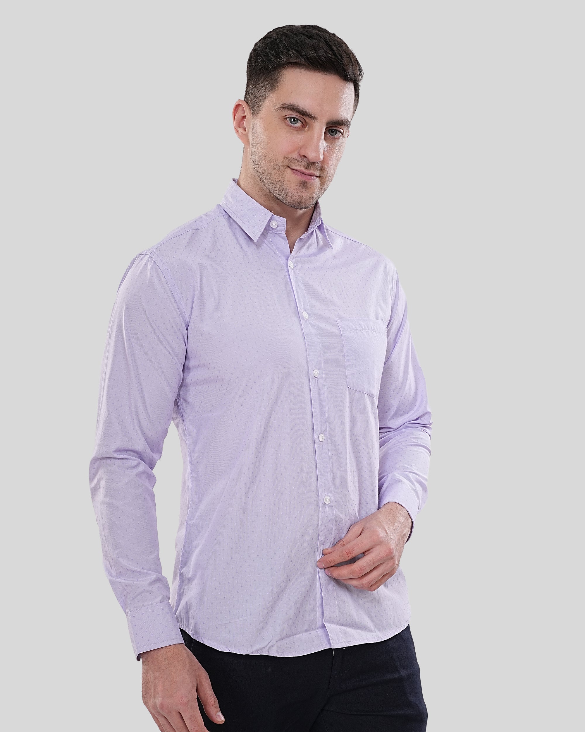 Cool Bee Lavender Micro-Dot Formal Shirt for Men - White Premium Cotton Shirt India - Lifestyle View