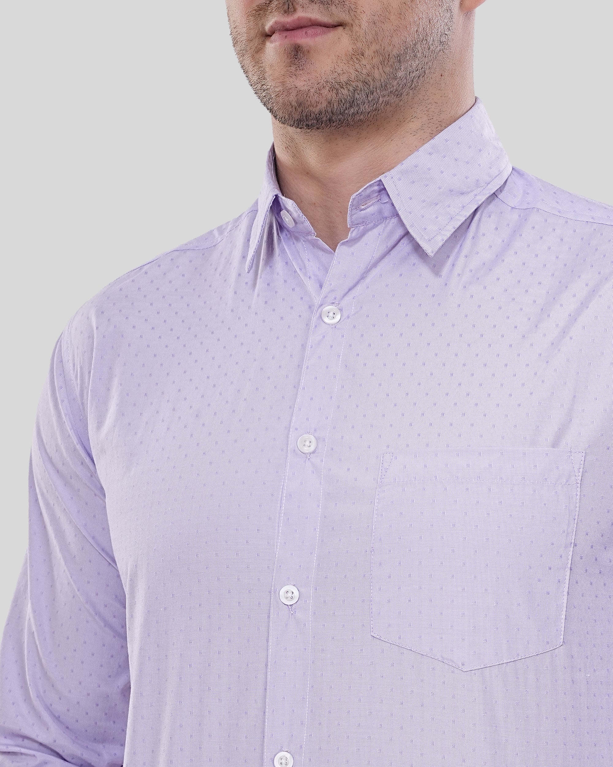Cool Bee Lavender Micro-Dot Formal Shirt for Men - White Premium Cotton Shirt India - Back View