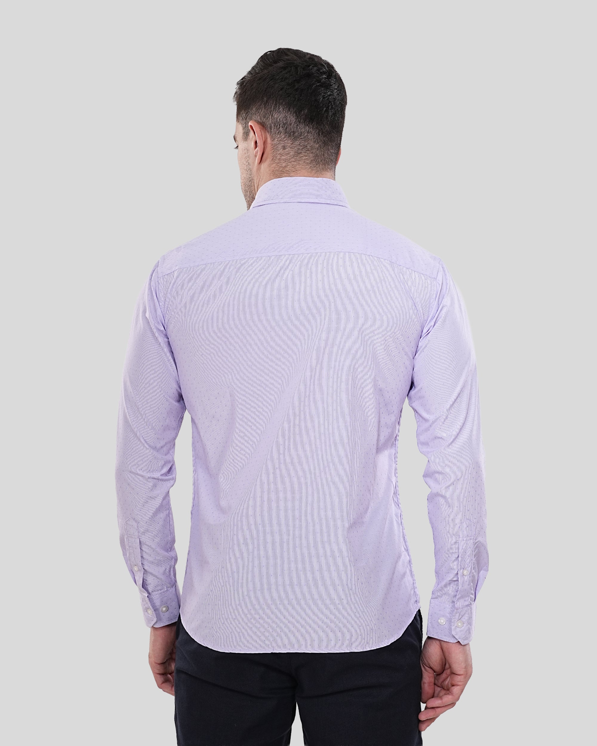 Cool Bee Lavender Micro-Dot Formal Shirt for Men - White Premium Cotton Shirt India - Detail View