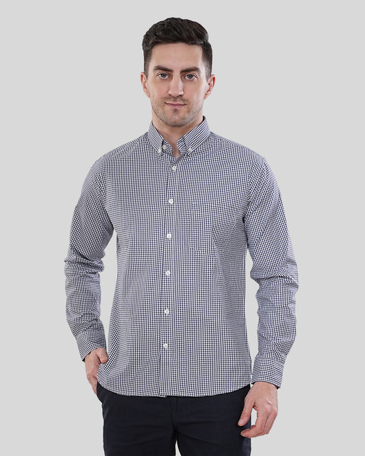 Maverick Navy Micro-Gingham Shirt