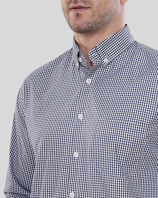 Maverick Navy Micro-Gingham Shirt