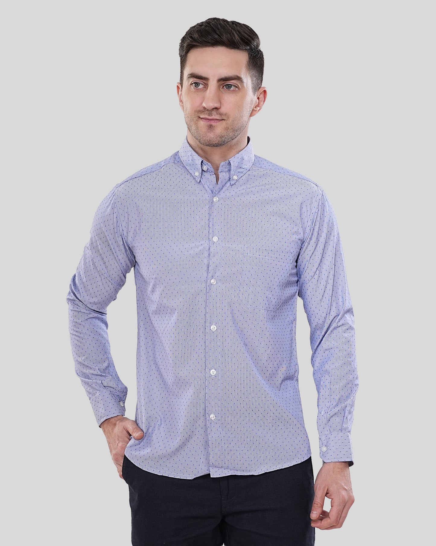 Skyward Dobby Periwinkle Geometric Shirt
