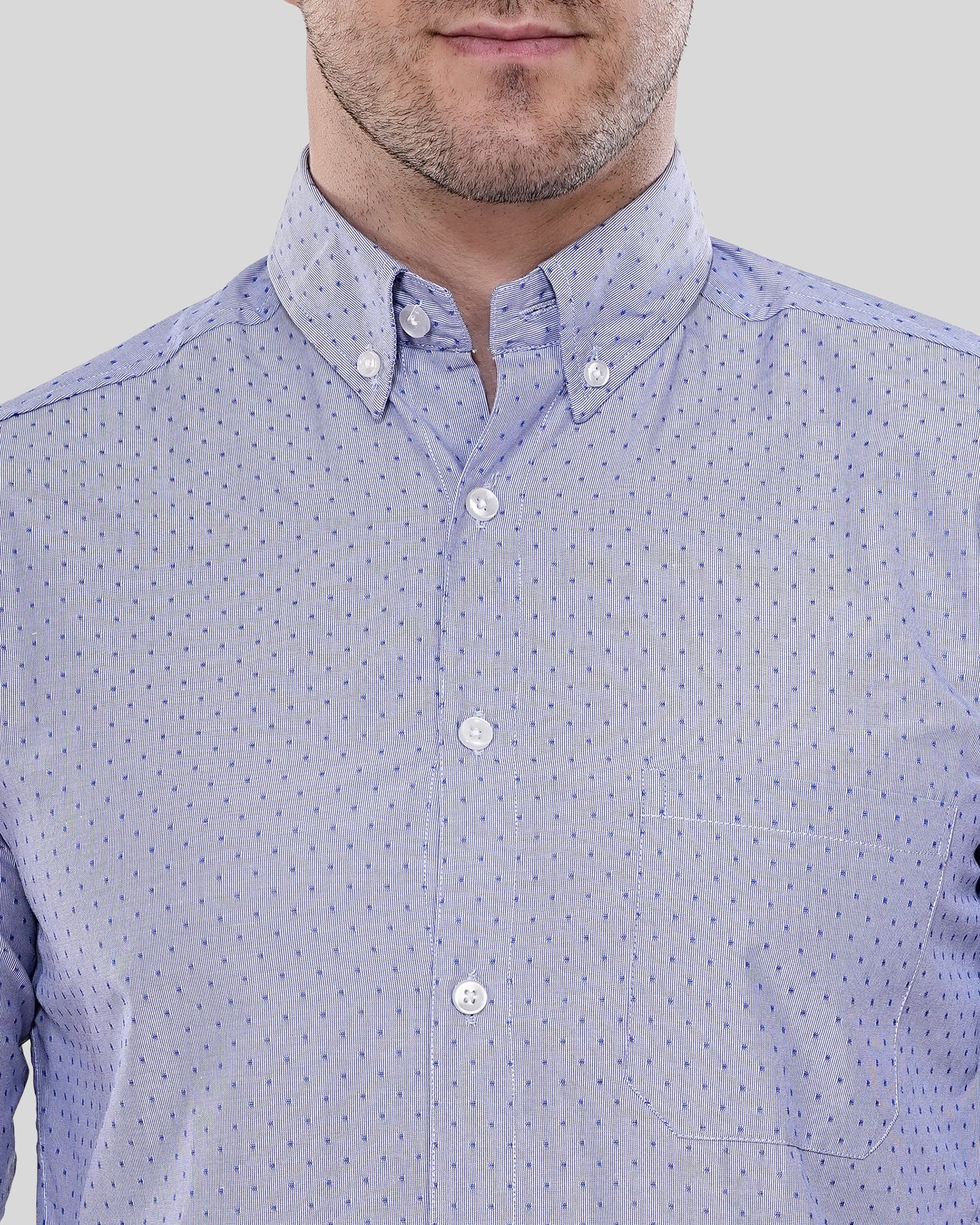 Skyward Dobby Periwinkle Geometric Shirt