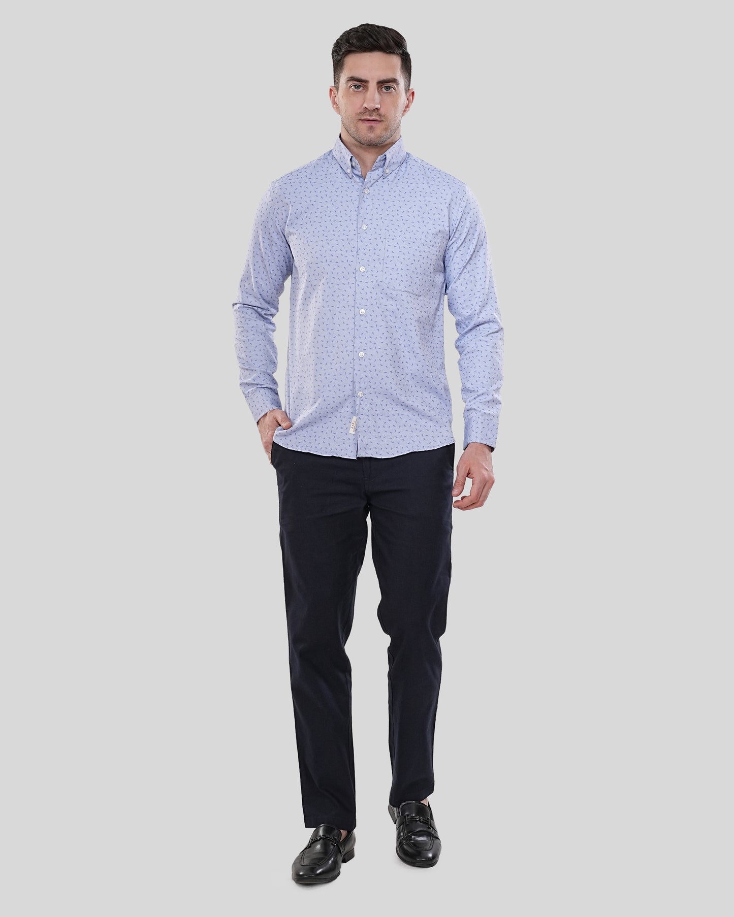 Meridian Micro Print Sky Blue Shirt