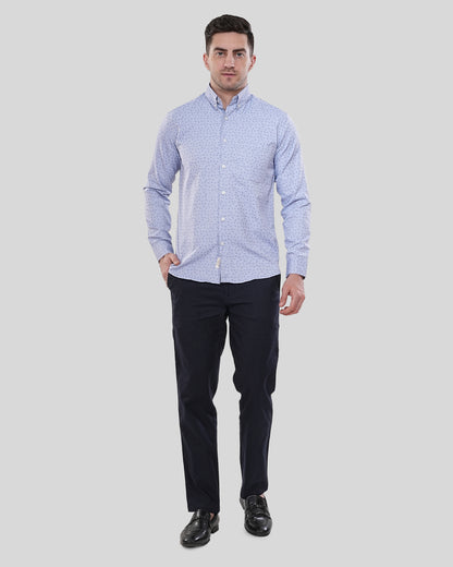 Meridian Micro Print Sky Blue Shirt