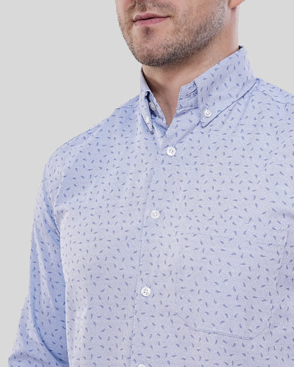 Meridian Micro Print Sky Blue Shirt